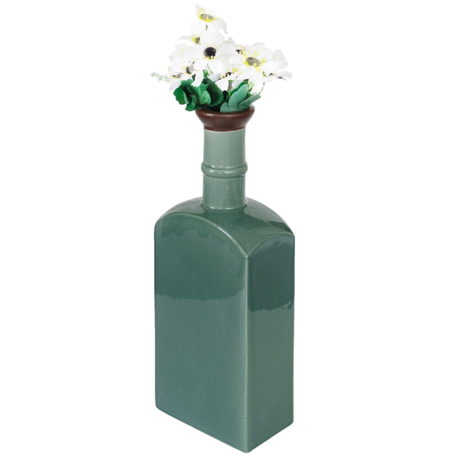 Botella decorativa de cerámica turquesa 36x13 cm-2
