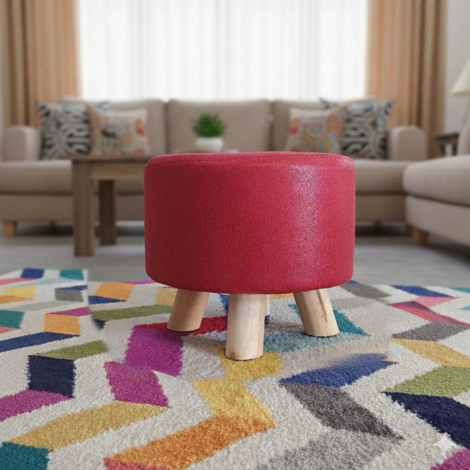 Mini puff redondo tela rojo-2