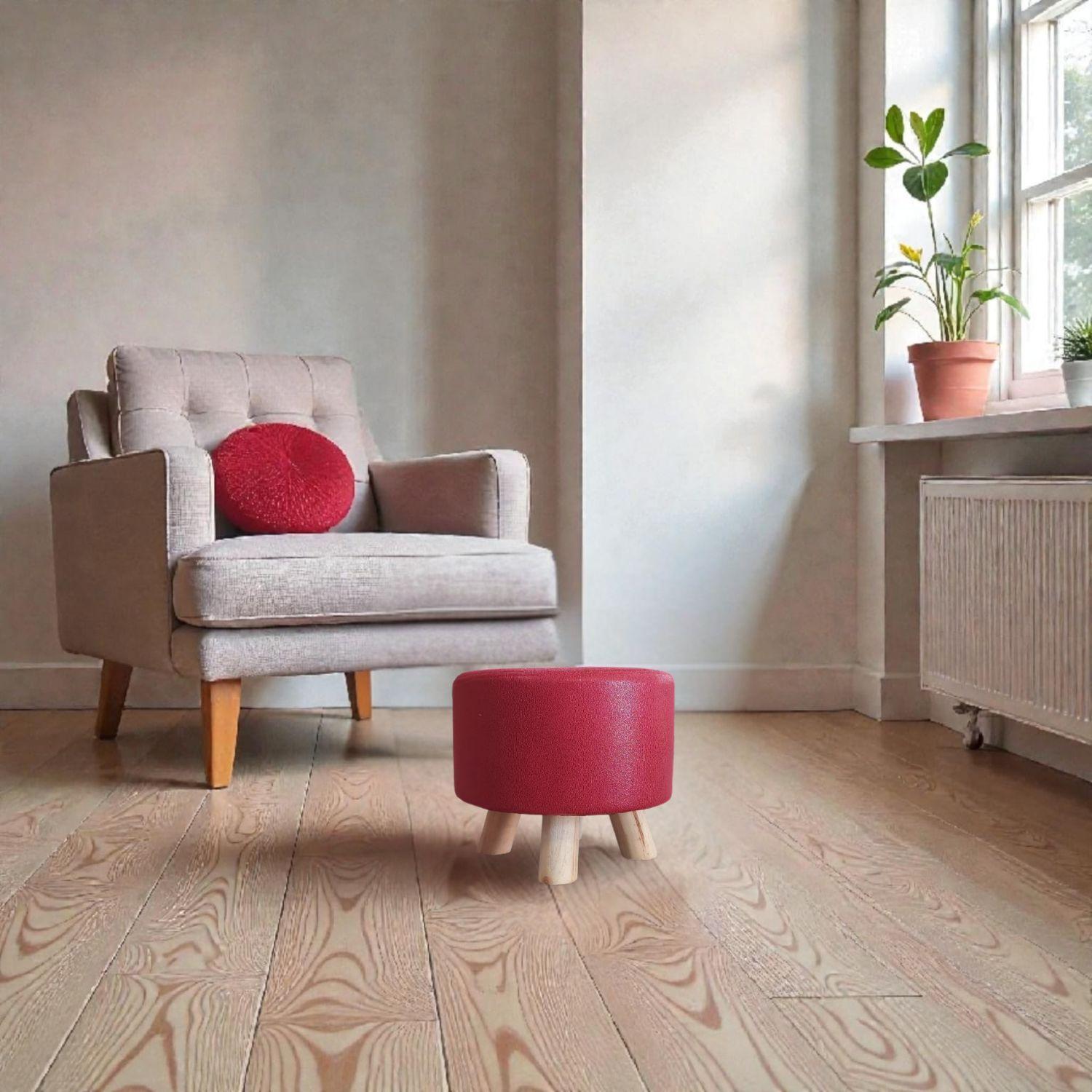 Mini puff redondo tela rojo-3