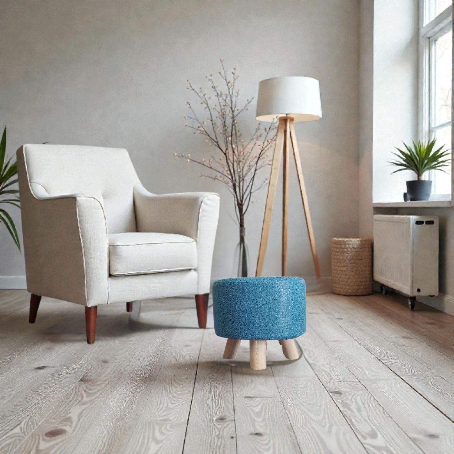 Mini puff redondo tela turquesa-3