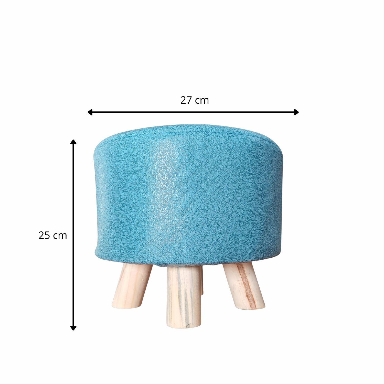 Mini puff redondo tela turquesa-4