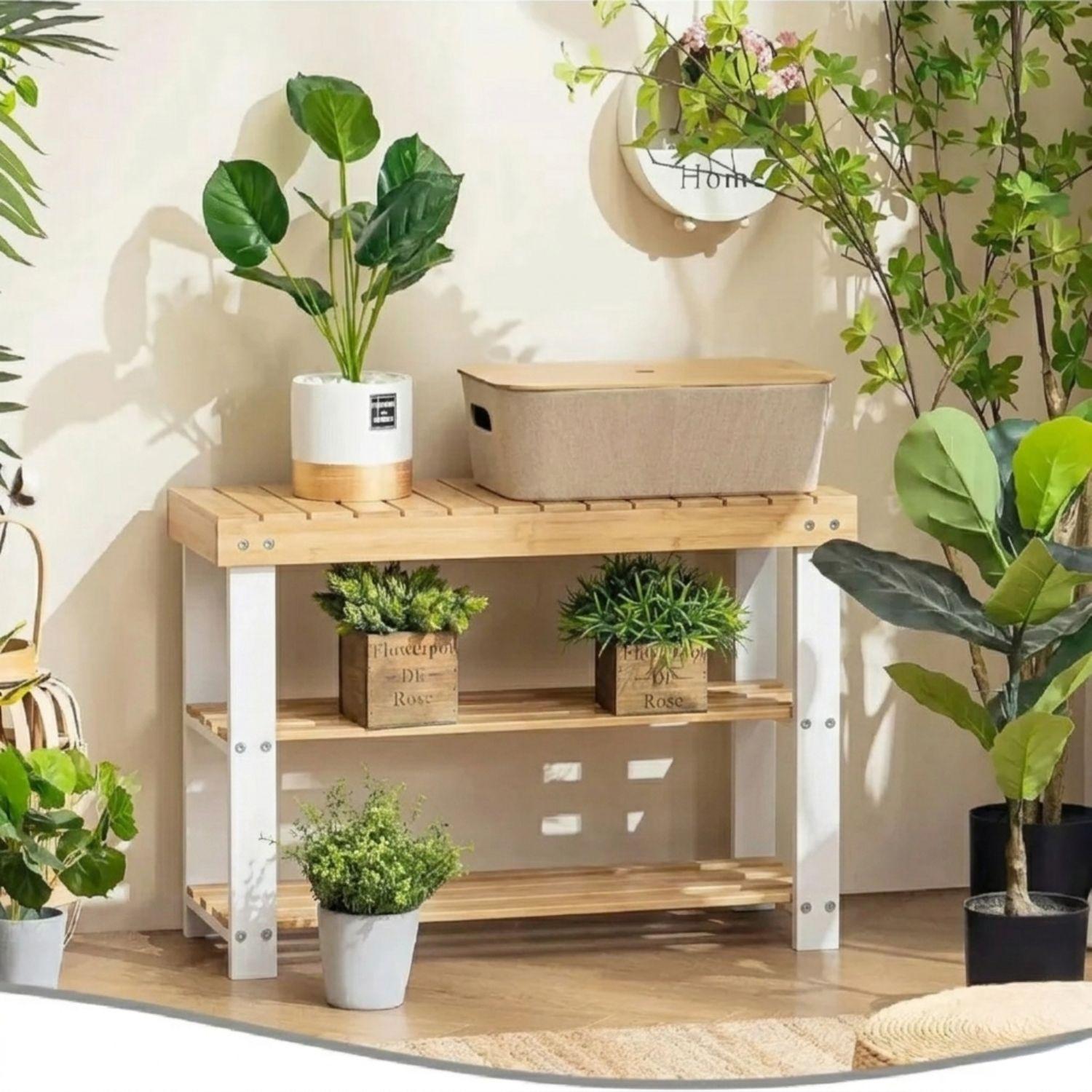 Banco zapatero organizador de bambu natural-4