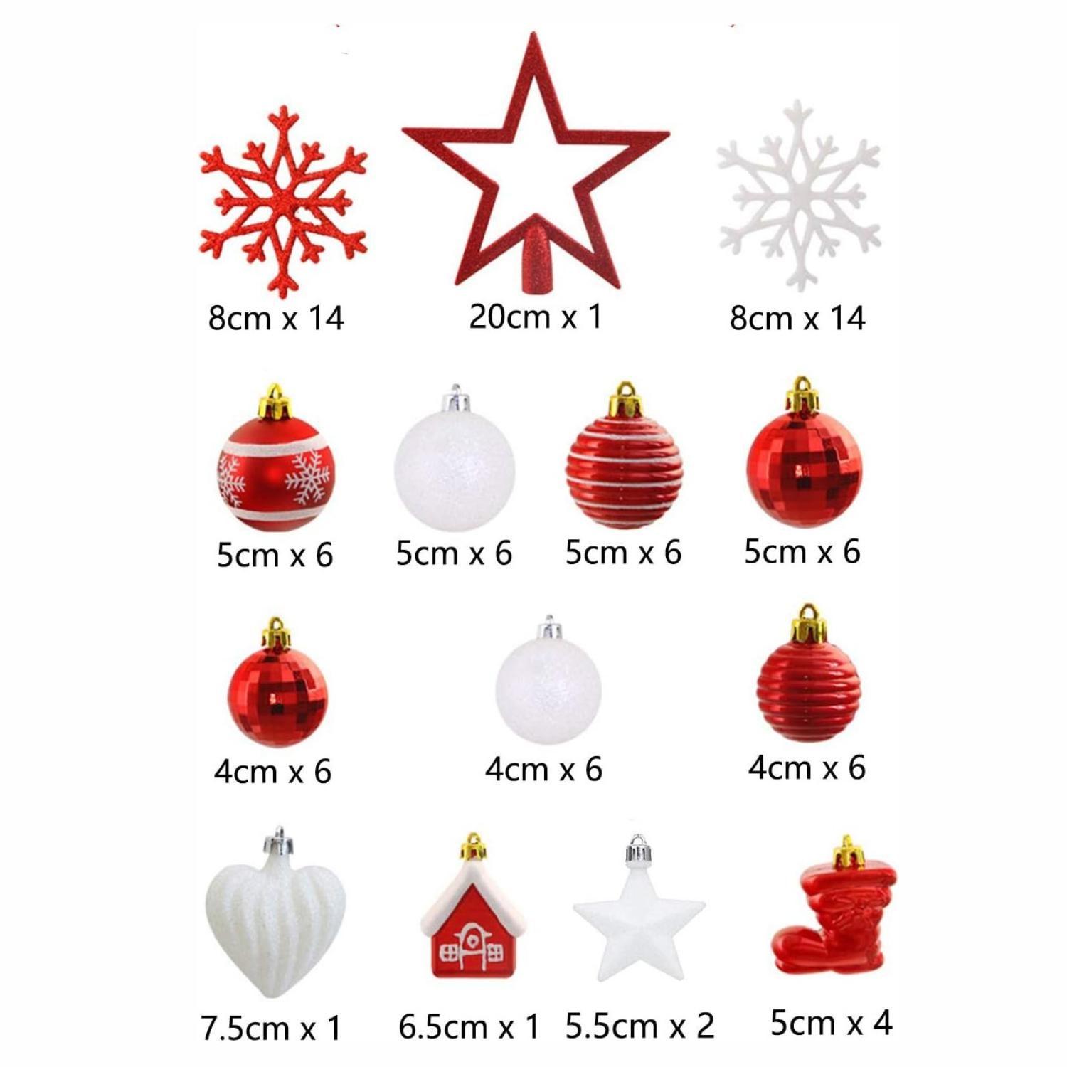 Set 80 adornos navideños rojo/blanco-2