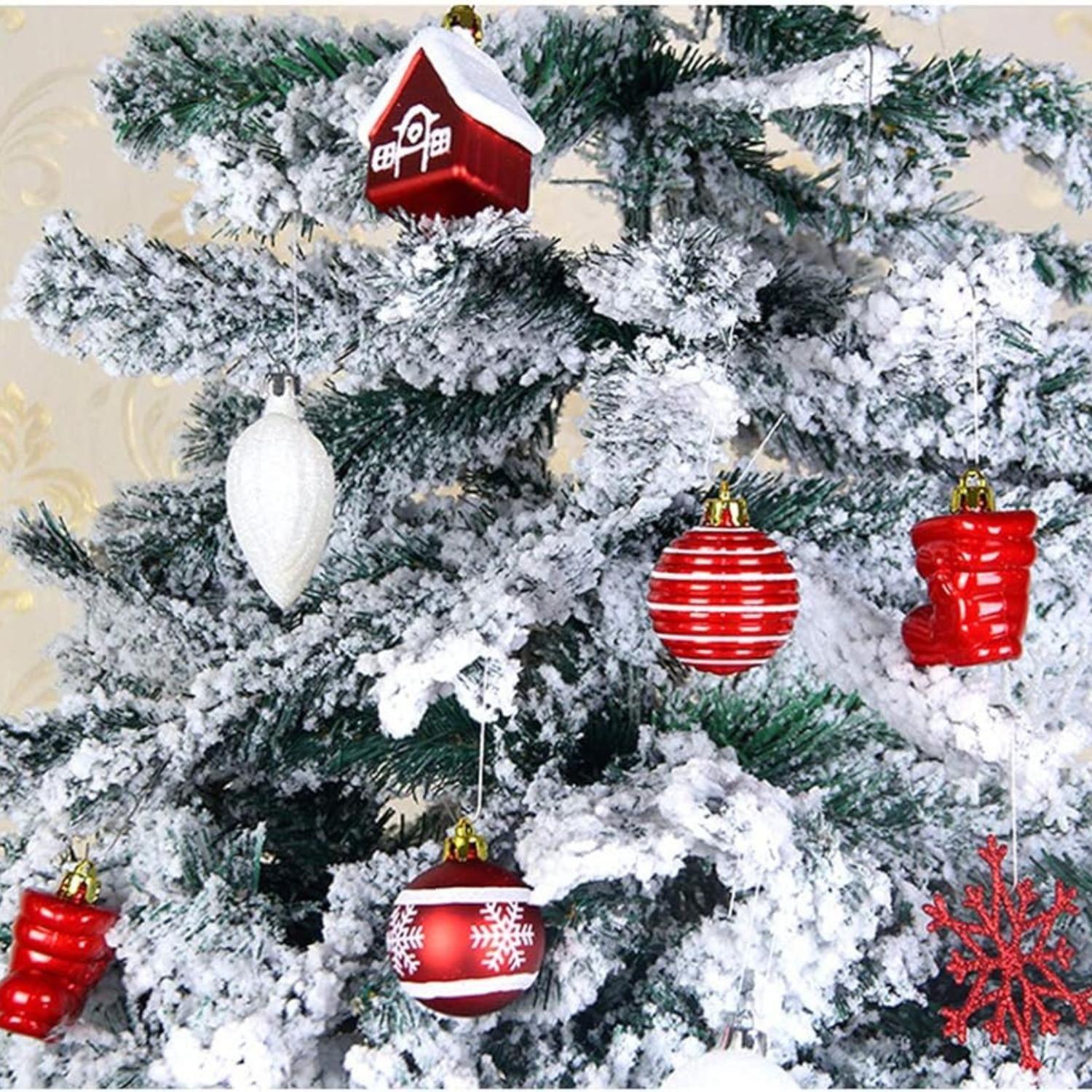 Set 80 adornos navideños rojo/blanco-3