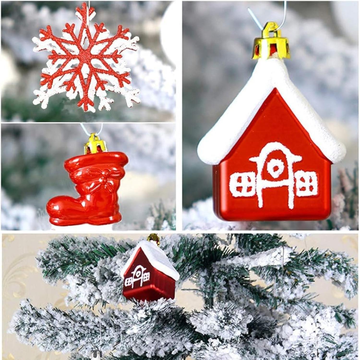 Set 80 adornos navideños rojo/blanco-4