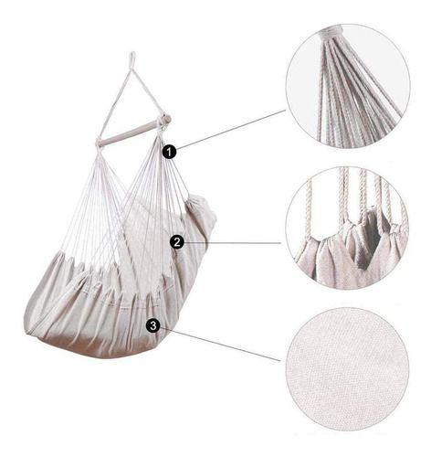 Hamaca columpio de algodón con cojines crema 100x130 cm-9