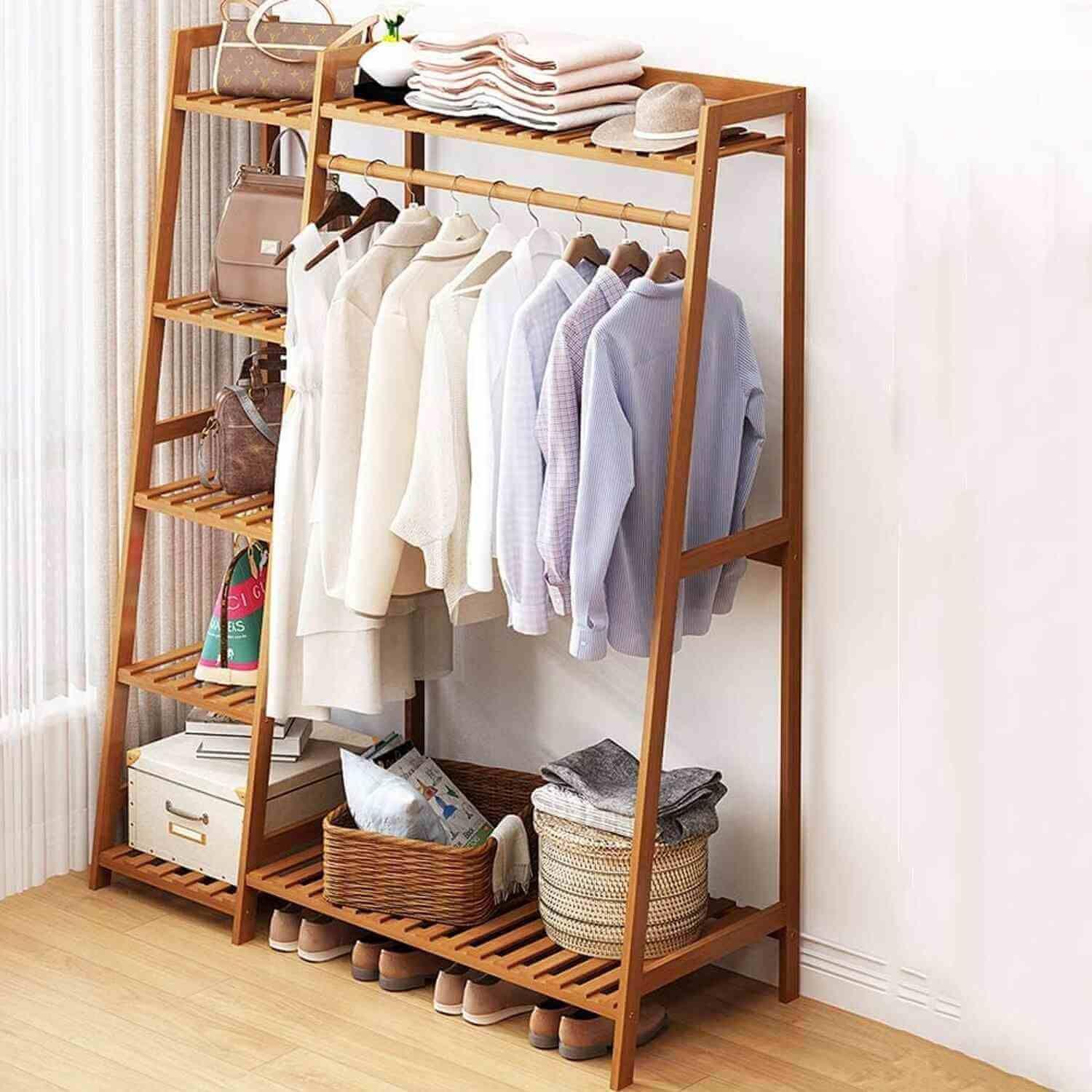 Perchero organizador de madera 5 niveles 110x40x140 cm-2