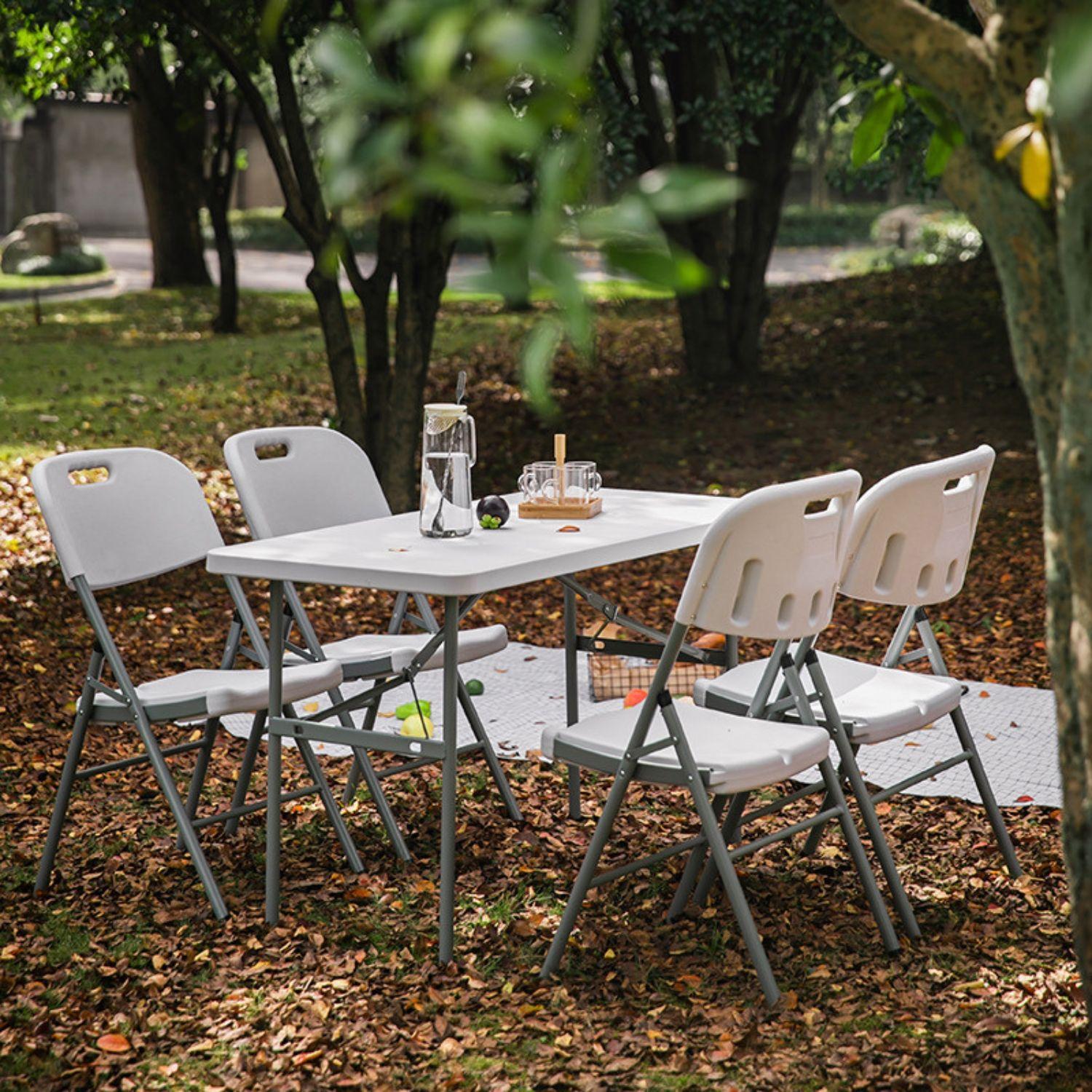 Silla plegable con asa blanco-4