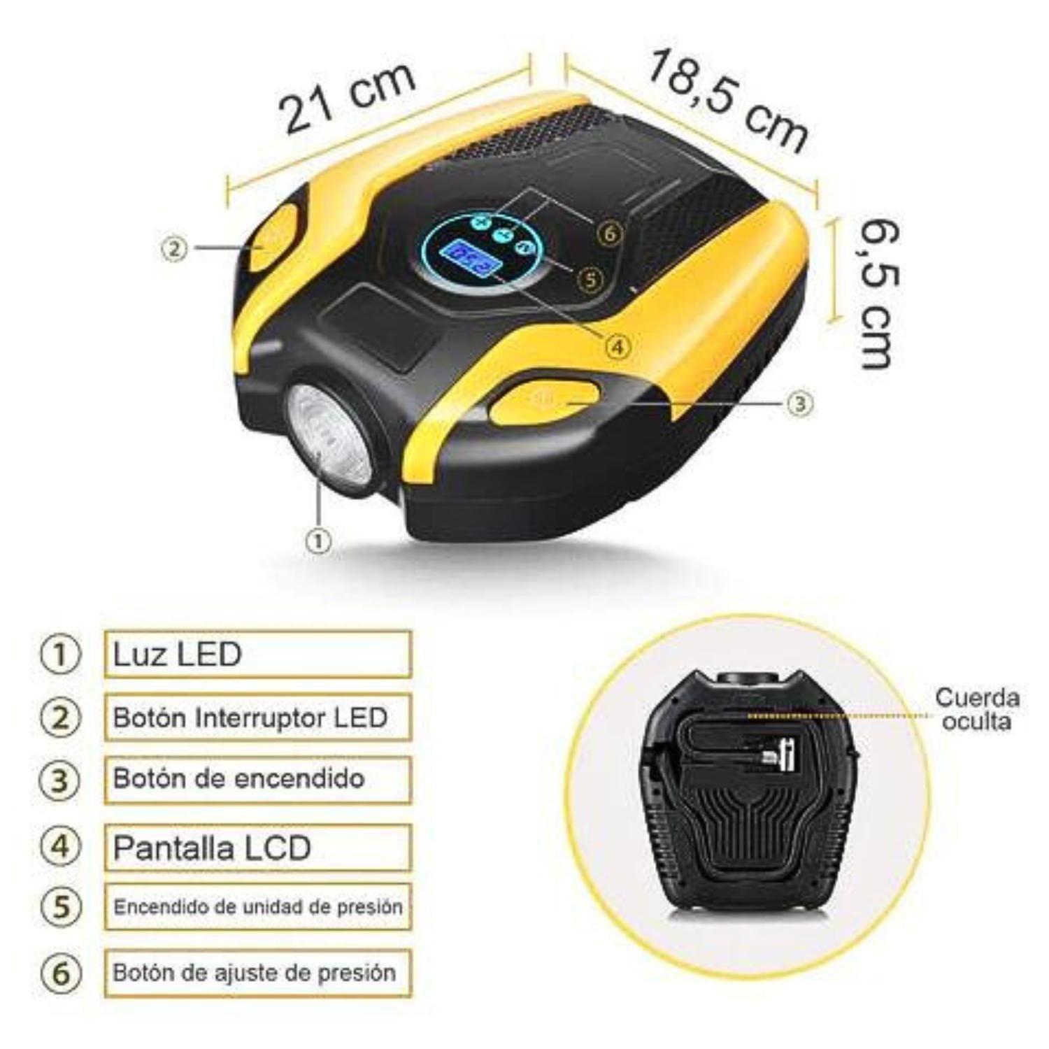 Compresor de aire digital con luz de emergencia-4