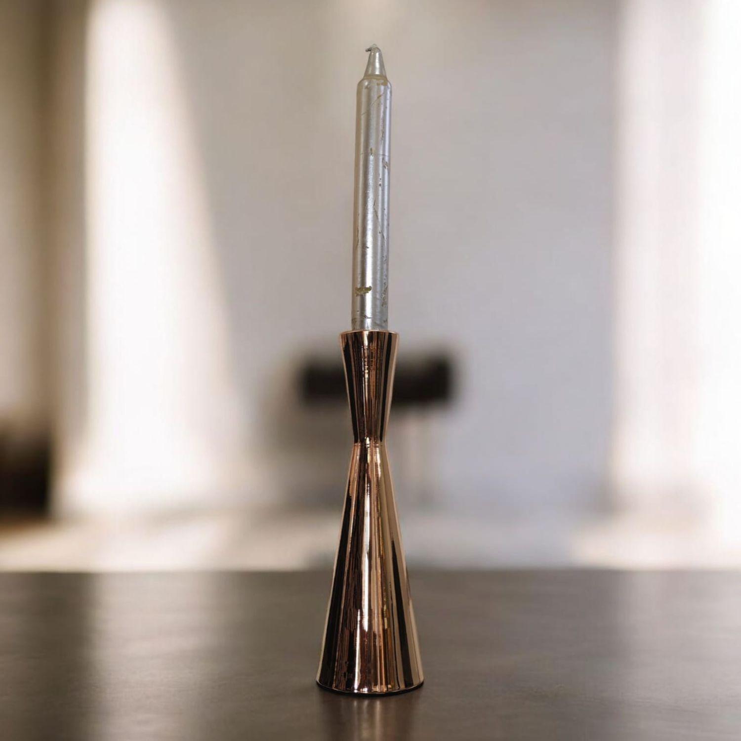 Candelabro de metal dorado 19 cm-3