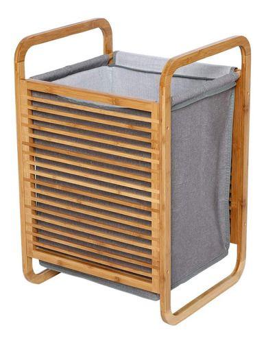 Cesto de bambú y tela multiuso gris-0