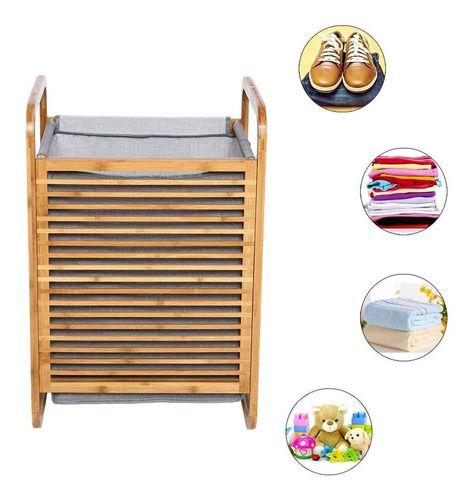 Cesto de bambú y tela multiuso gris-1