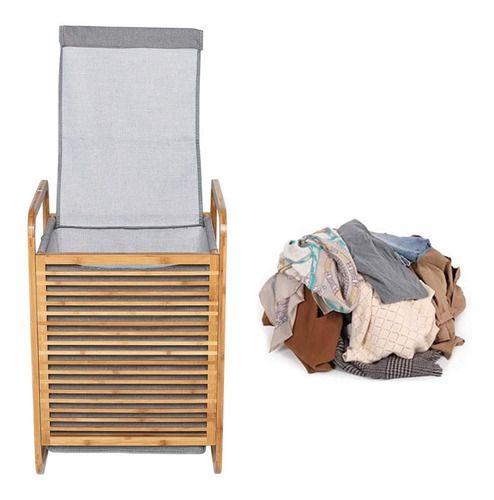 Cesto de bambú y tela multiuso gris-2