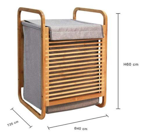 Cesto de bambú y tela multiuso gris-3