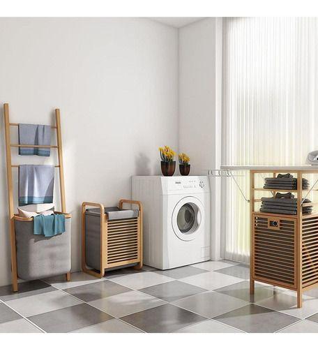 Cesto de bambú y tela multiuso gris-6