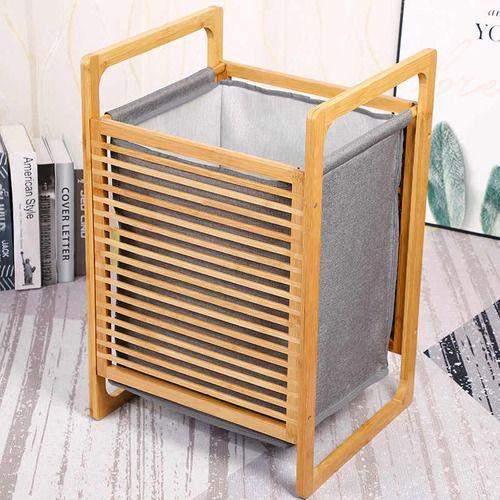 Cesto de bambú y tela multiuso gris-9