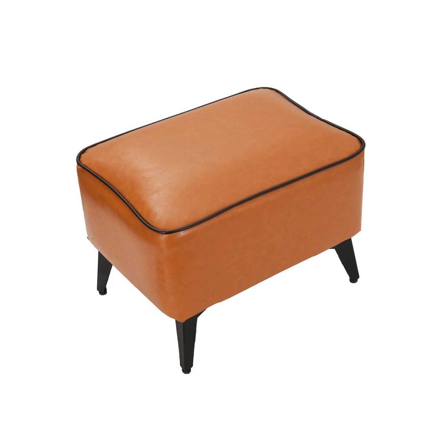 Taburete reposapiés otomano rectangular eco cuero caramelo-0
