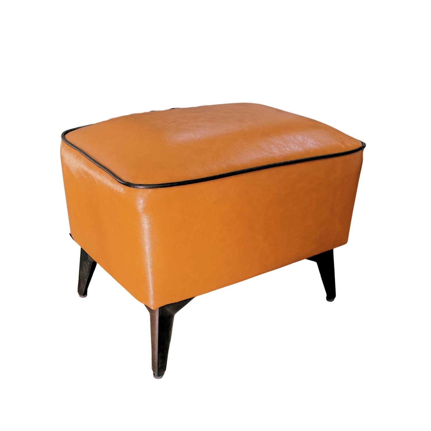 Taburete reposapiés otomano rectangular eco cuero caramelo-1