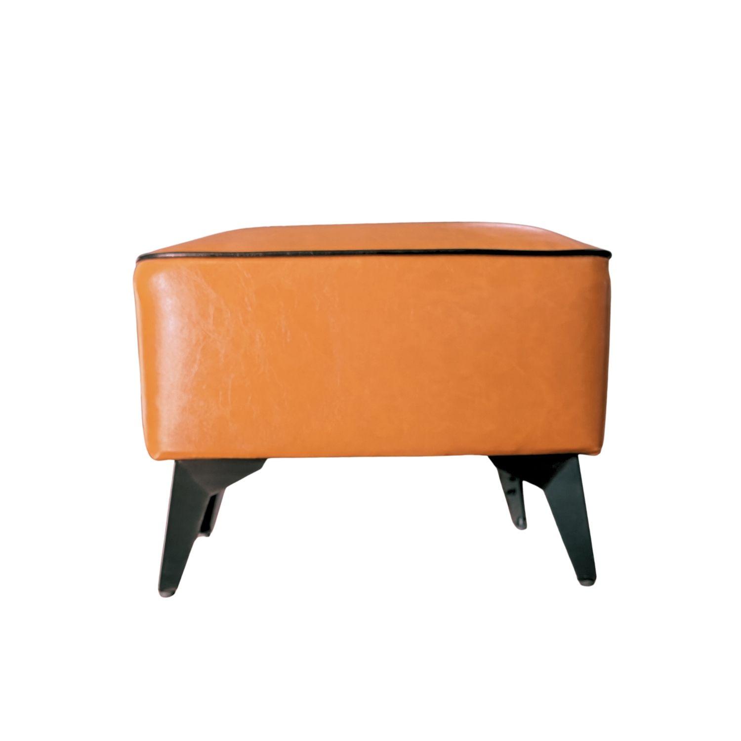 Taburete reposapiés otomano rectangular eco cuero caramelo-2