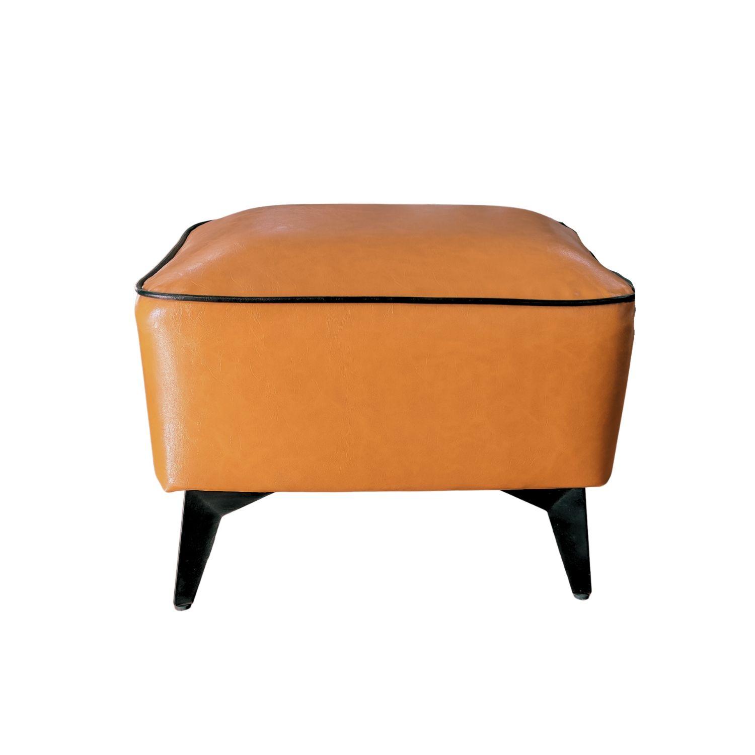 Taburete reposapiés otomano rectangular eco cuero caramelo-3