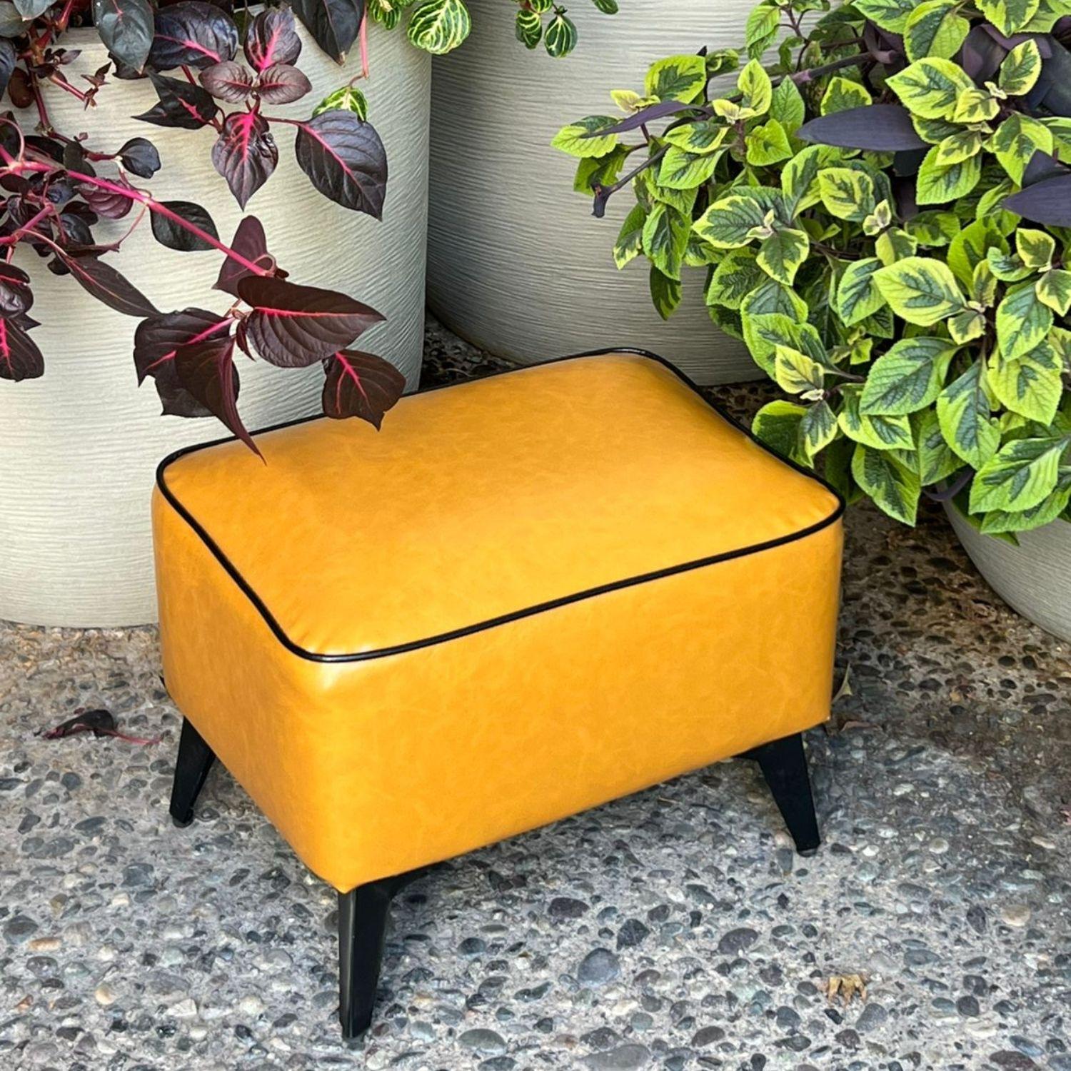 Taburete reposapiés otomano rectangular eco cuero caramelo-6