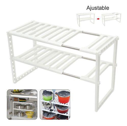 Estante organizador de cocina ajustable de 2 niveles-7