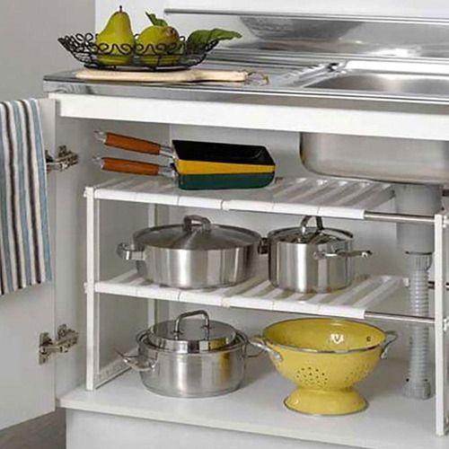 Estante organizador de cocina ajustable de 2 niveles-9