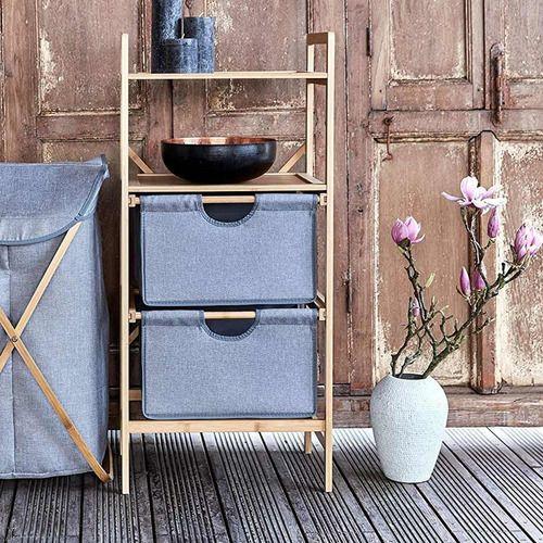 Organizador repisa de bambú con cestas de tela-7