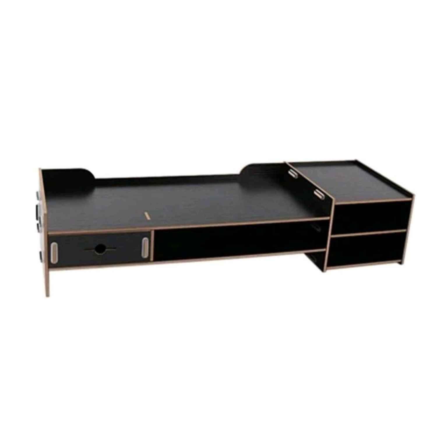 Base de monitor organizador para escritorio multiuso negro-0