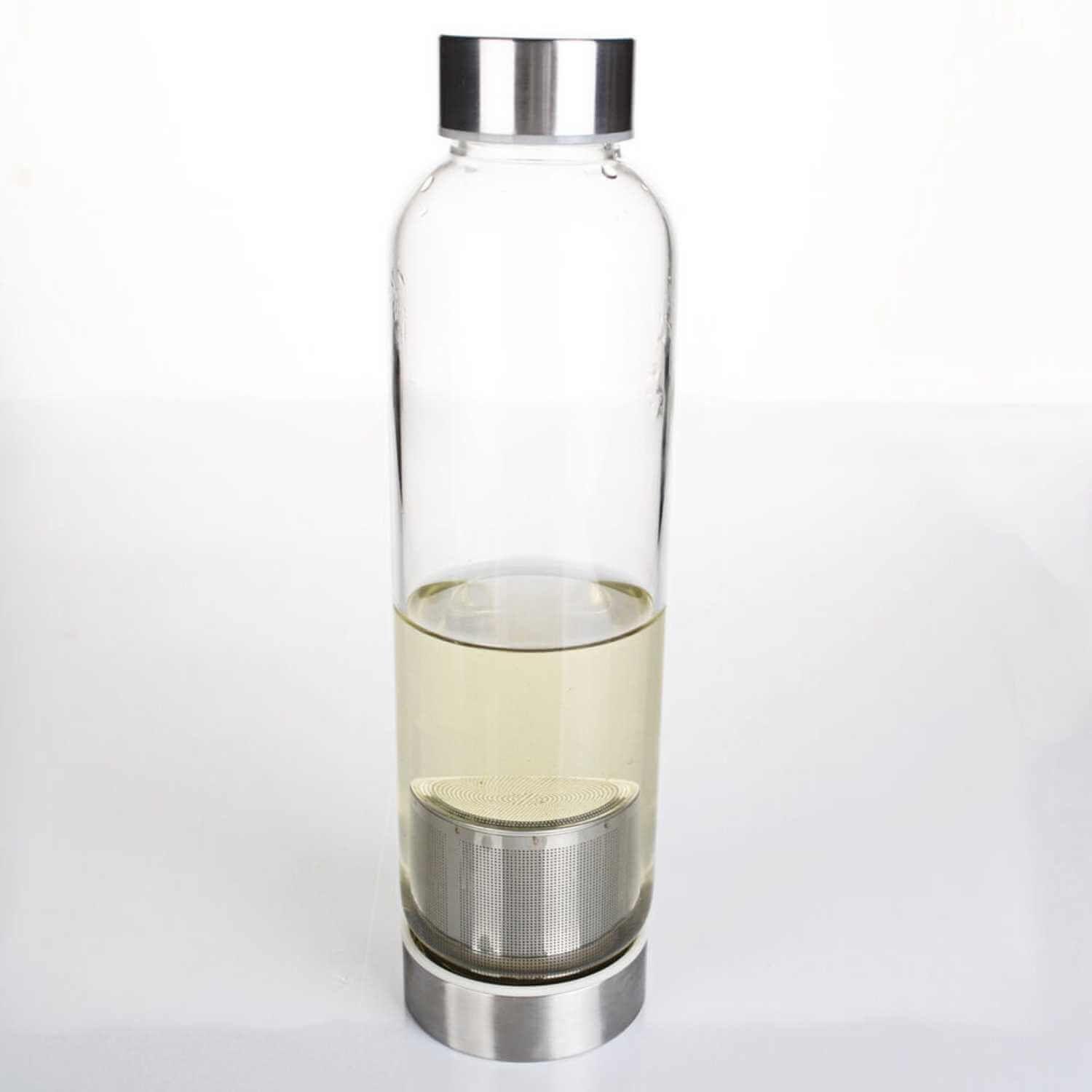 Botella de vidrio té e infusiones 550ml azul-4