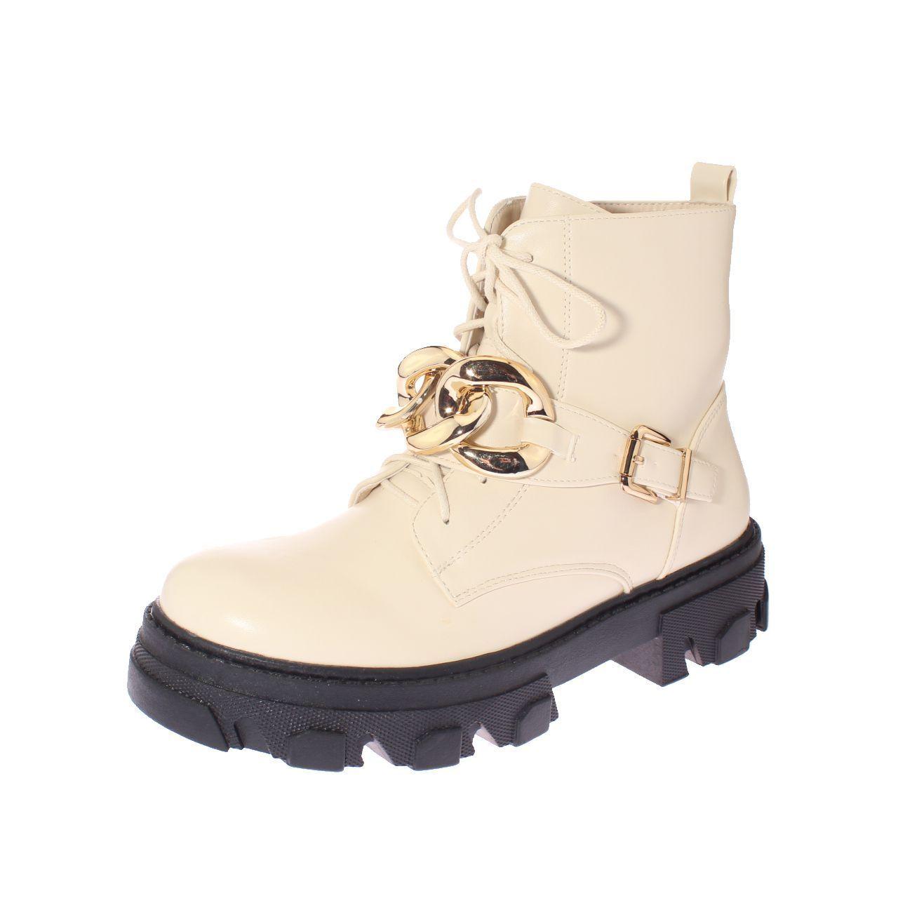 Botín cadena Beige Vía Franca Mujer-0