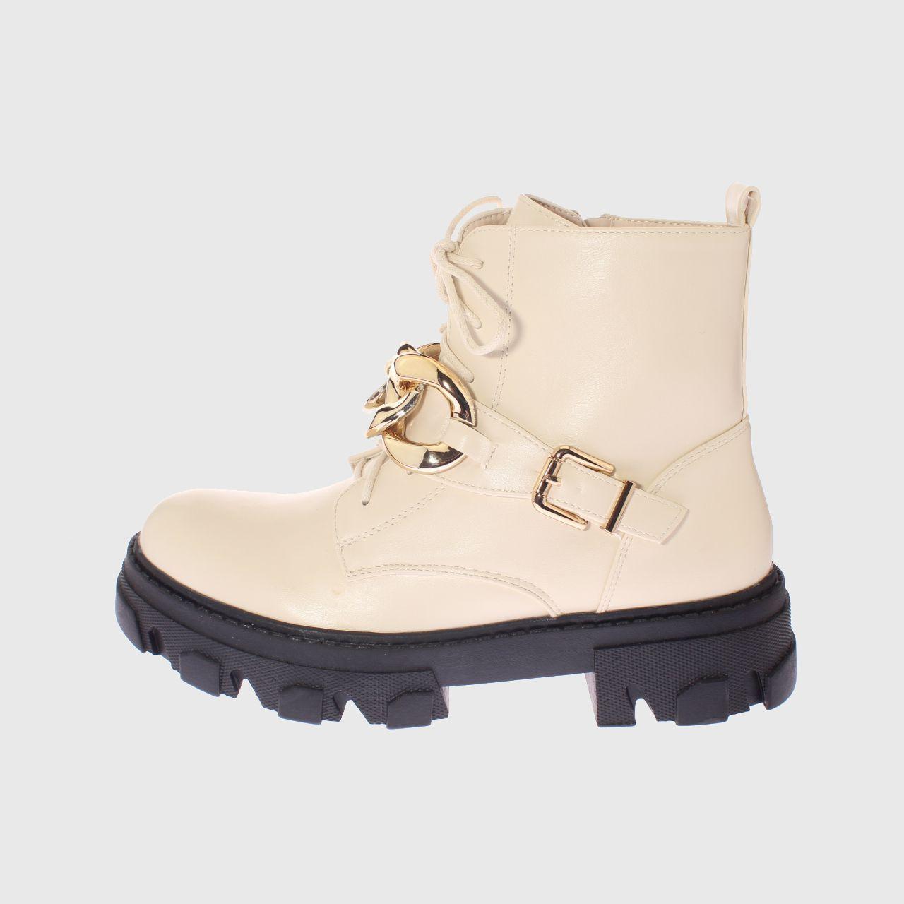 Botín cadena Beige Vía Franca Mujer-1