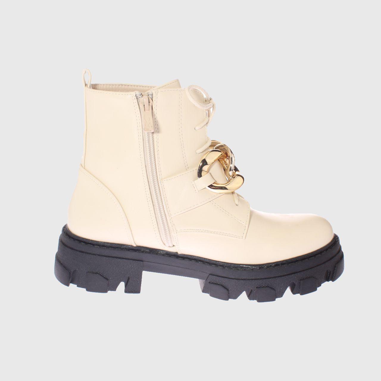 Botín cadena Beige Vía Franca Mujer-3