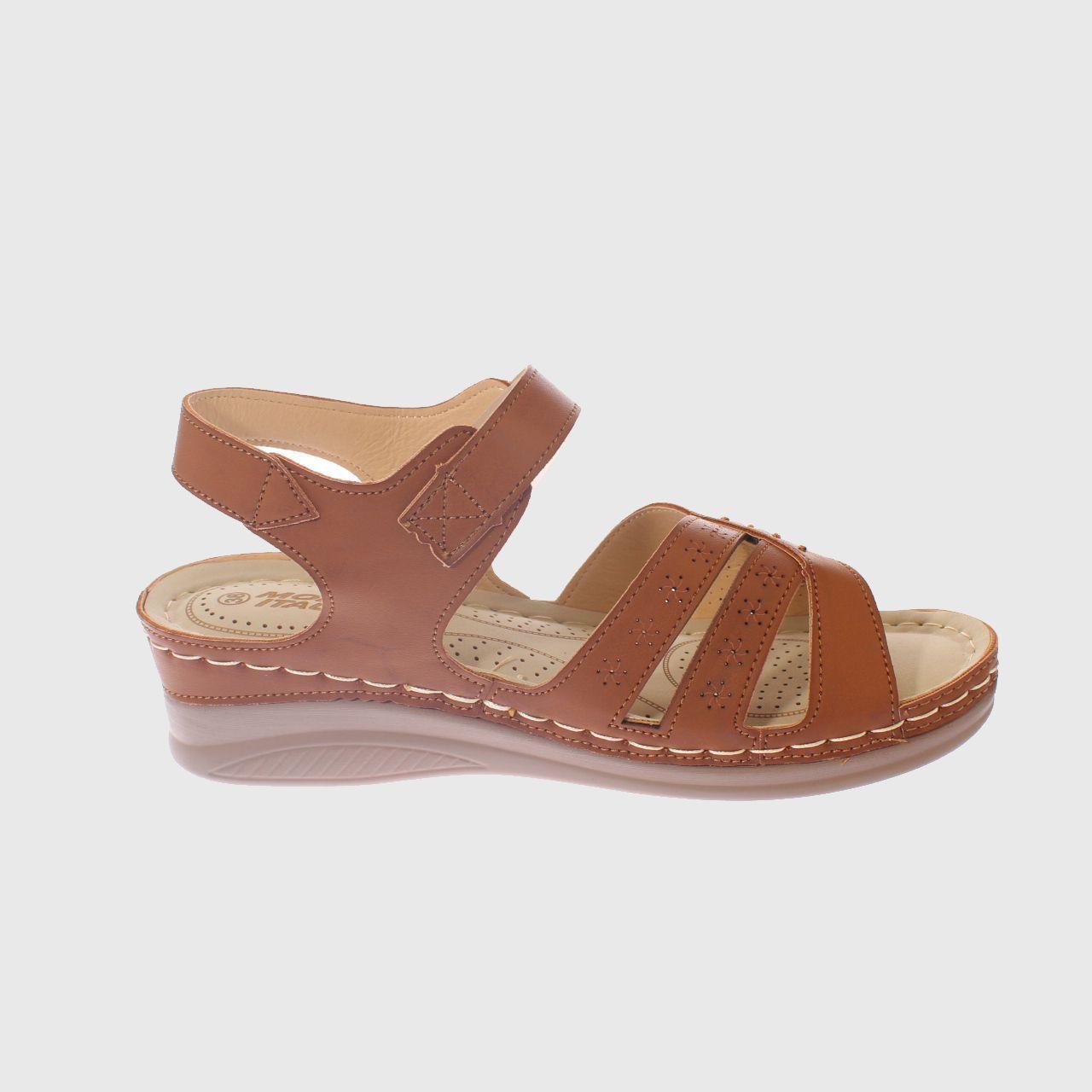 Sandalia Confort Camel Vía Franca Mujer-3