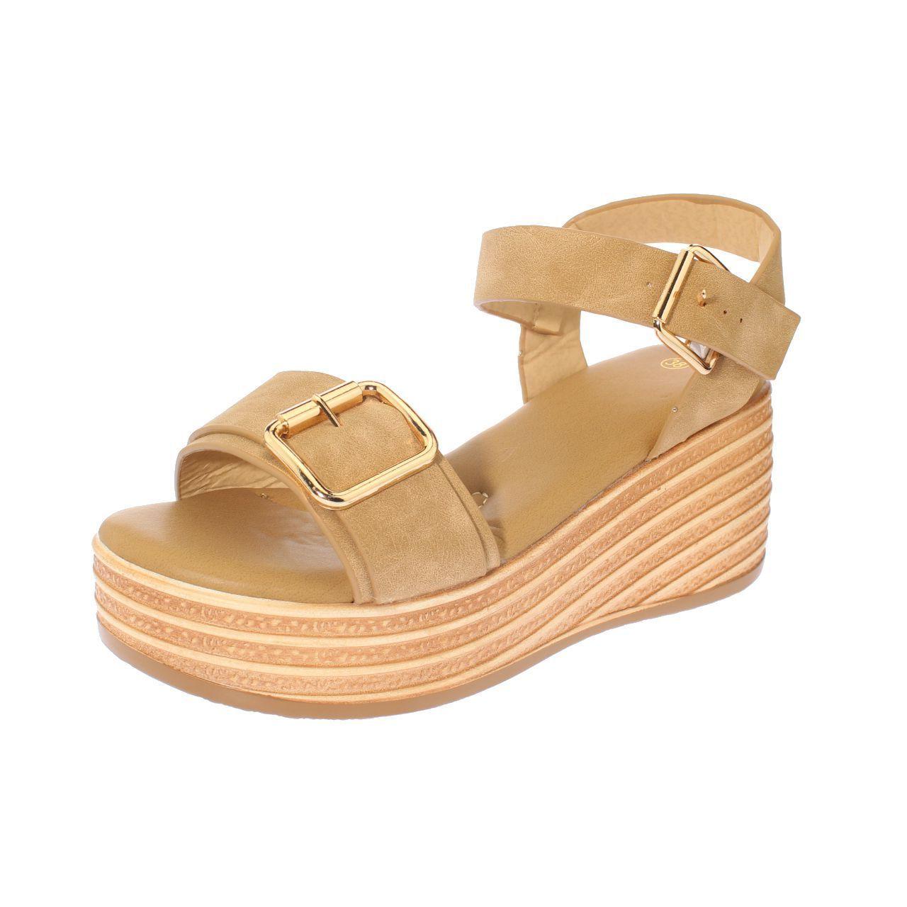 Sandalia Plataforma Kaki Vía Franca Mujer-0