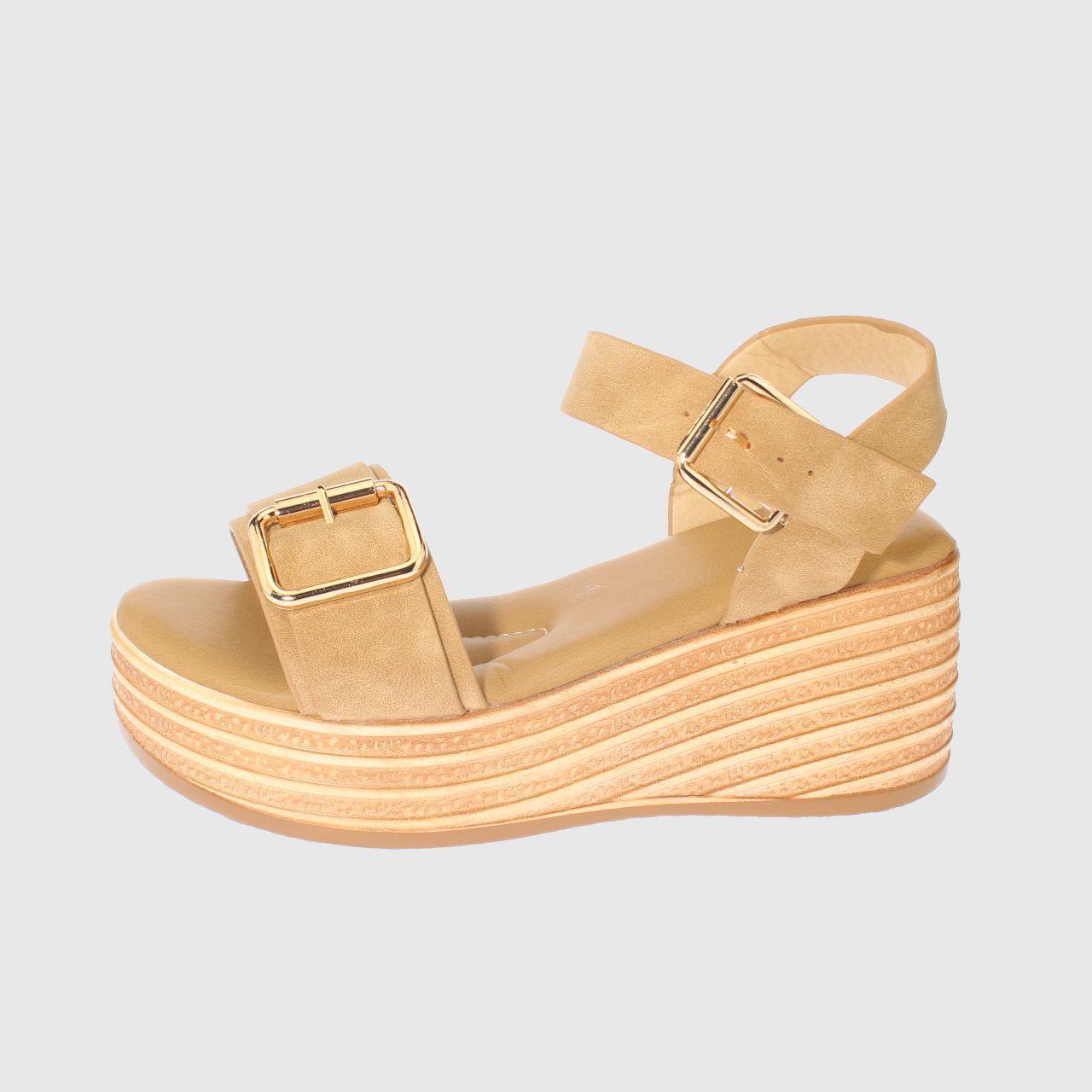 Sandalia Plataforma Kaki Vía Franca Mujer-1