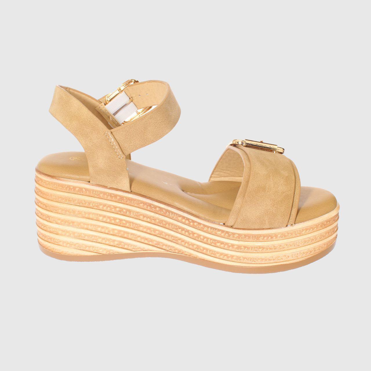 Sandalia Plataforma Kaki Vía Franca Mujer-3
