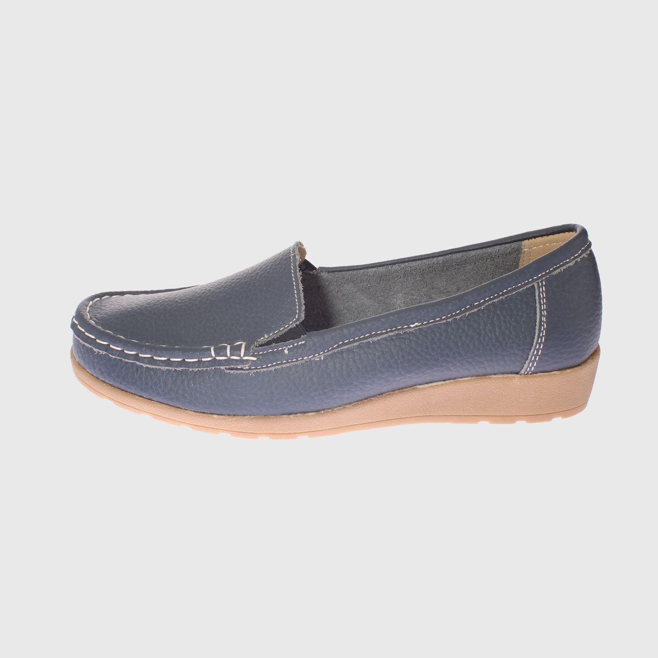 Mocasín Cuero Navy Vía Franca Mujer-1