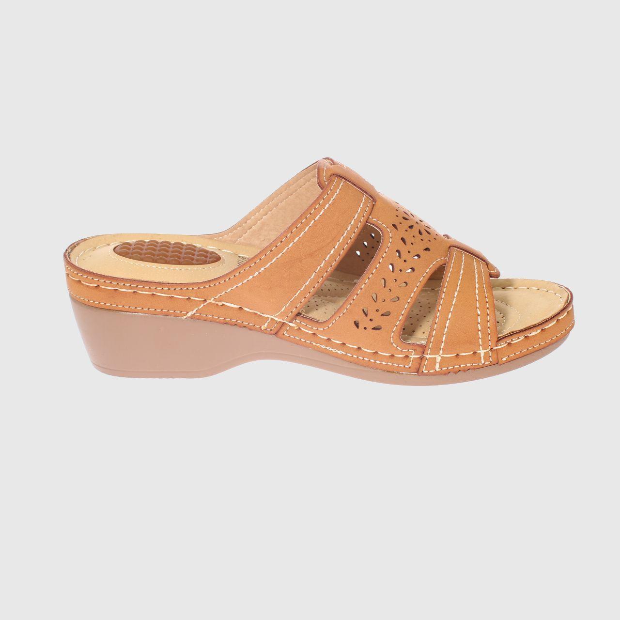 Sandalia Confort Camel Vía Franca Mujer-3