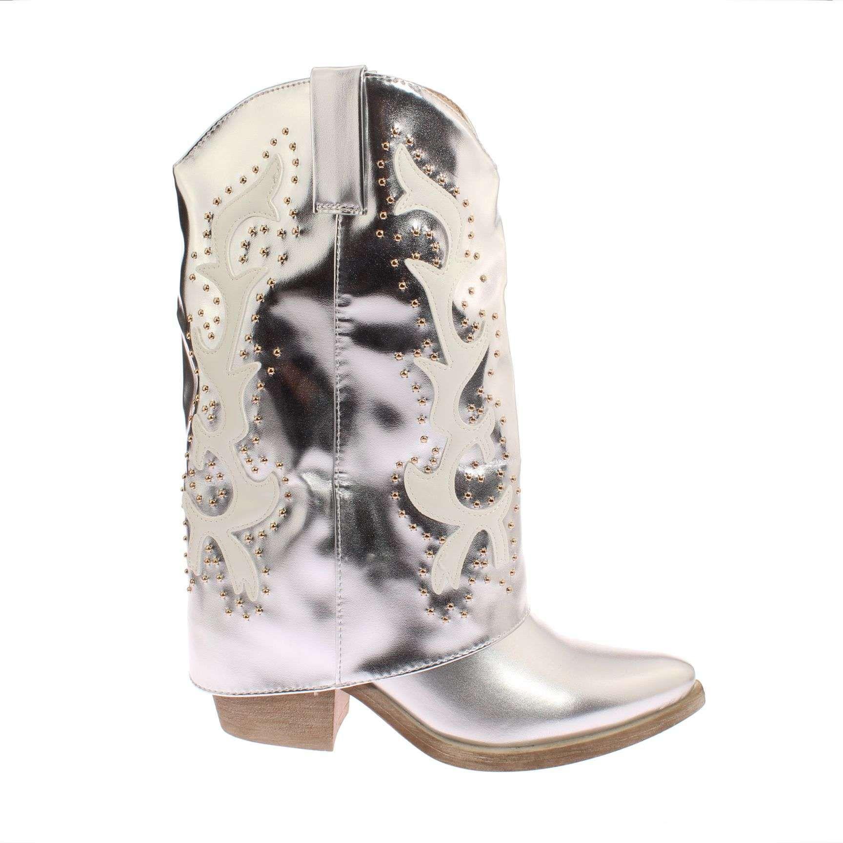 Bota Vaquera Plateado Vía Franca Mujer Art: 5Q26PLATA-1
