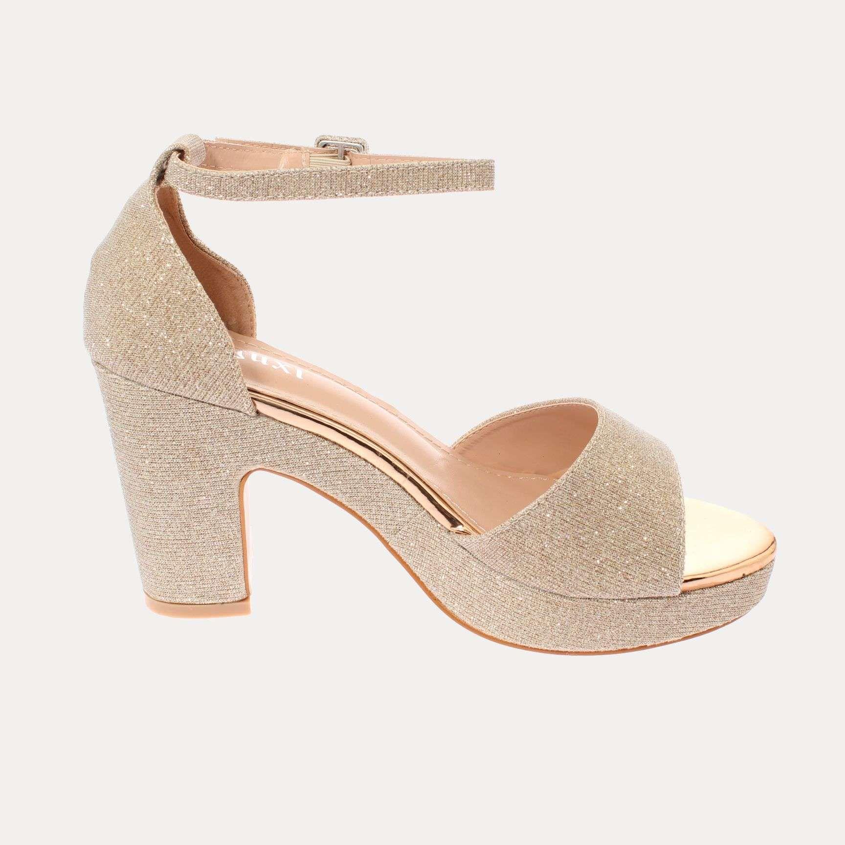 Zapato Tacón Dorado Vía Franca Mujer Art: 52209CHAMPAGNE-3