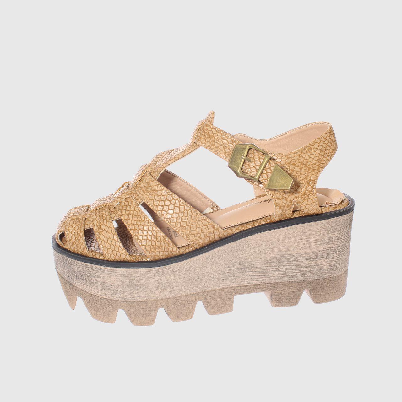 Sandalia plataforma Beige Vía Franca Mujer-1