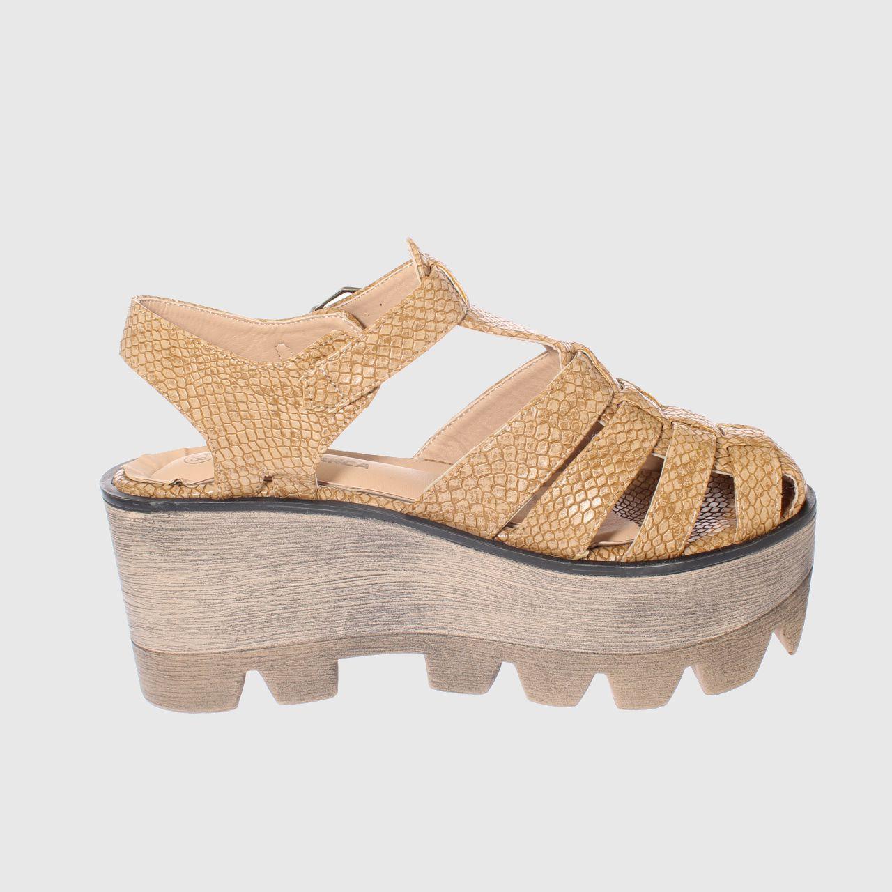 Sandalia plataforma Beige Vía Franca Mujer-3