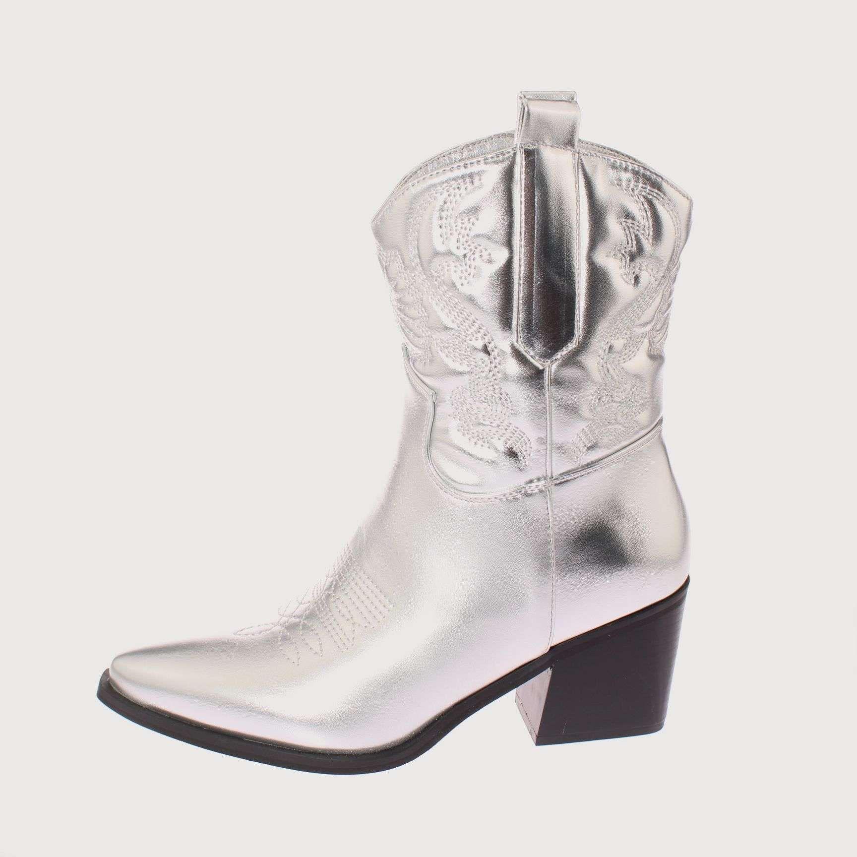 Bota Vaquera Plateado Vía Franca Mujer Art: 5CC248SILVER-1