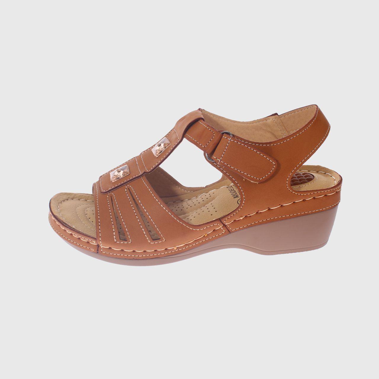 Sandalia Confort Camel Vía Franca Mujer-1