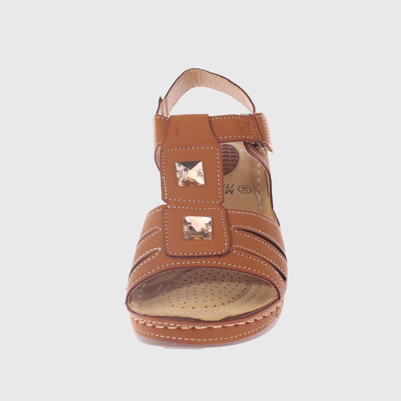 Sandalia Confort Camel Vía Franca Mujer-2