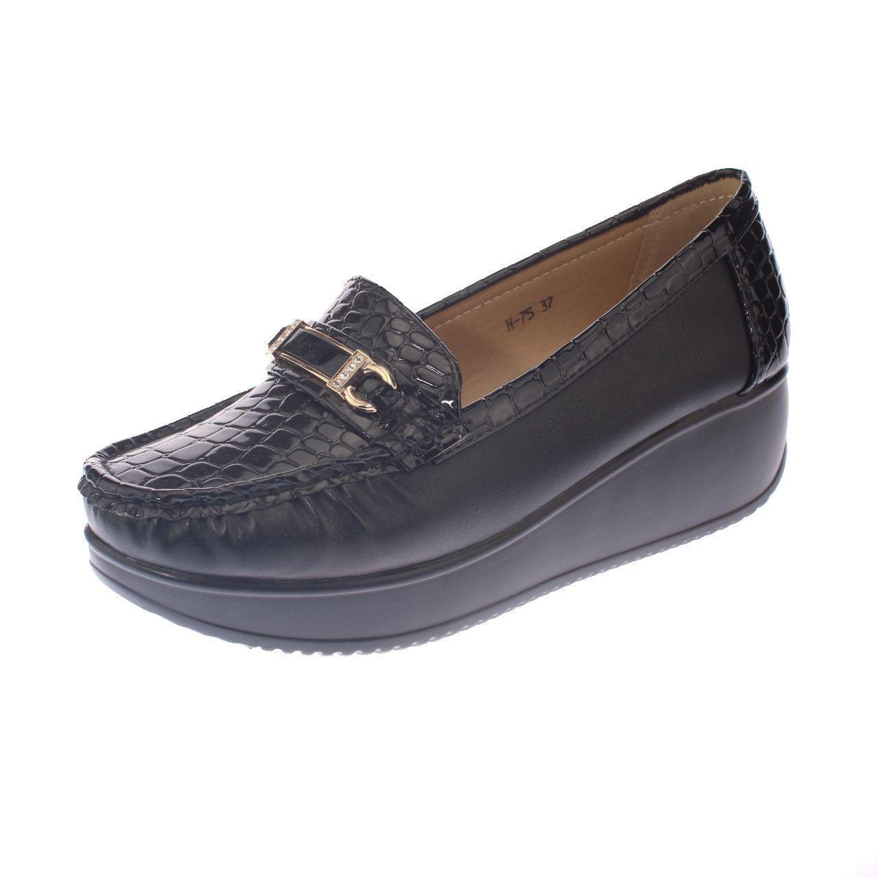 Mocasín Platafoma Negro Vía Franca Mujer-0