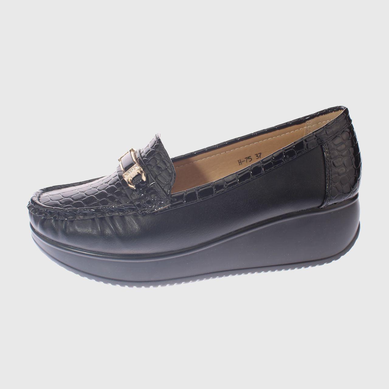 Mocasín Platafoma Negro Vía Franca Mujer-1