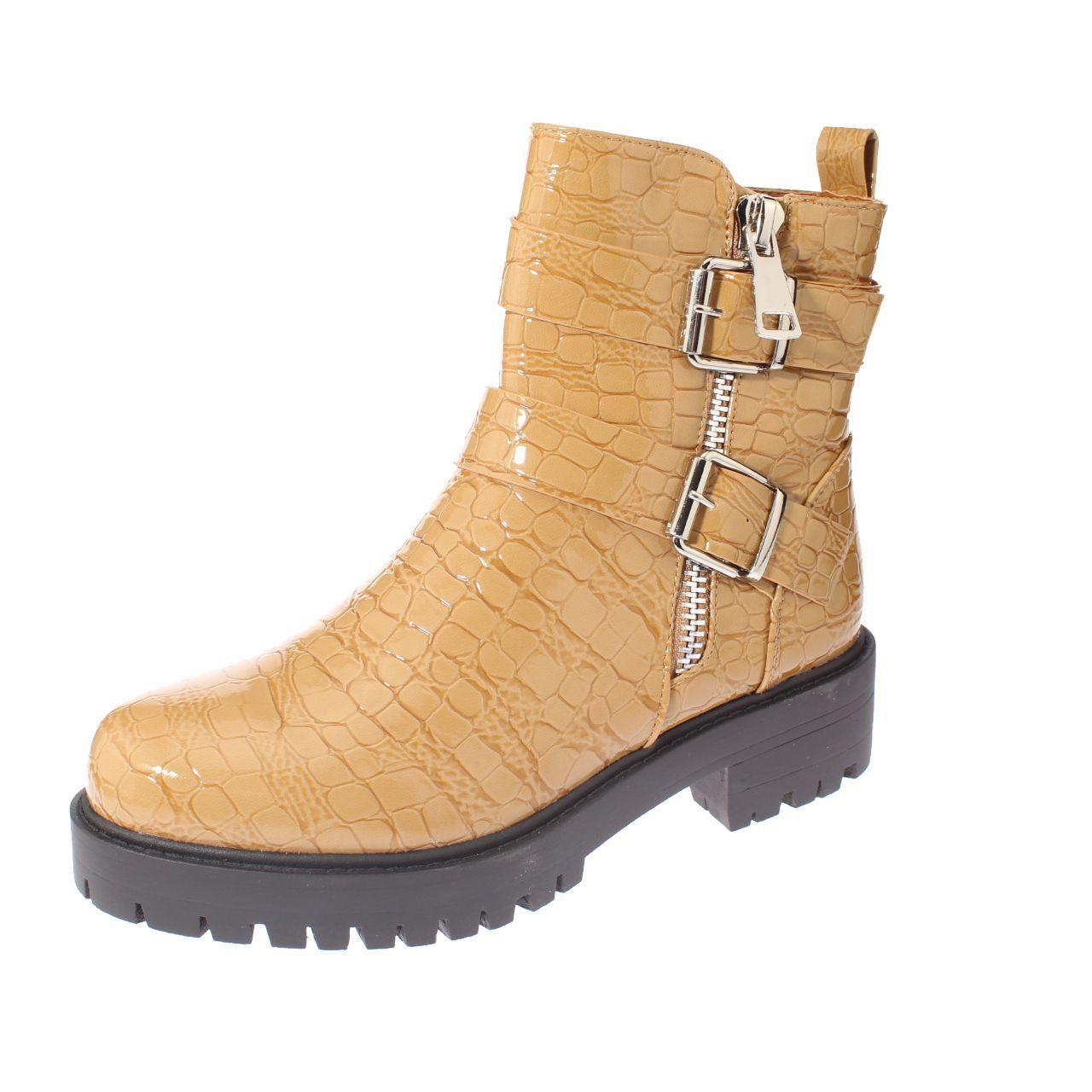 Botin Charol Camel Vía Franca Mujer-0