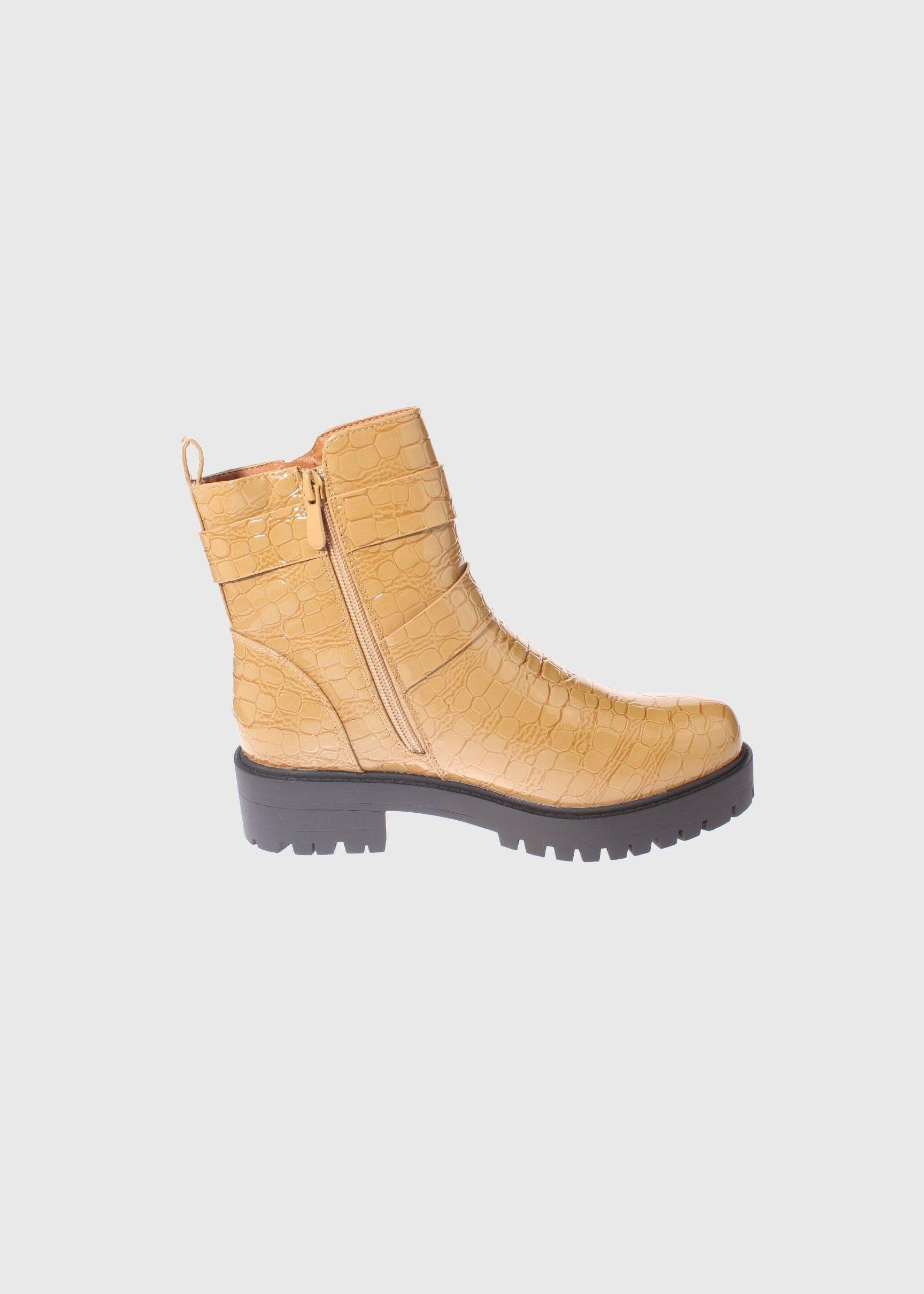 Botin Charol Camel Vía Franca Mujer-3